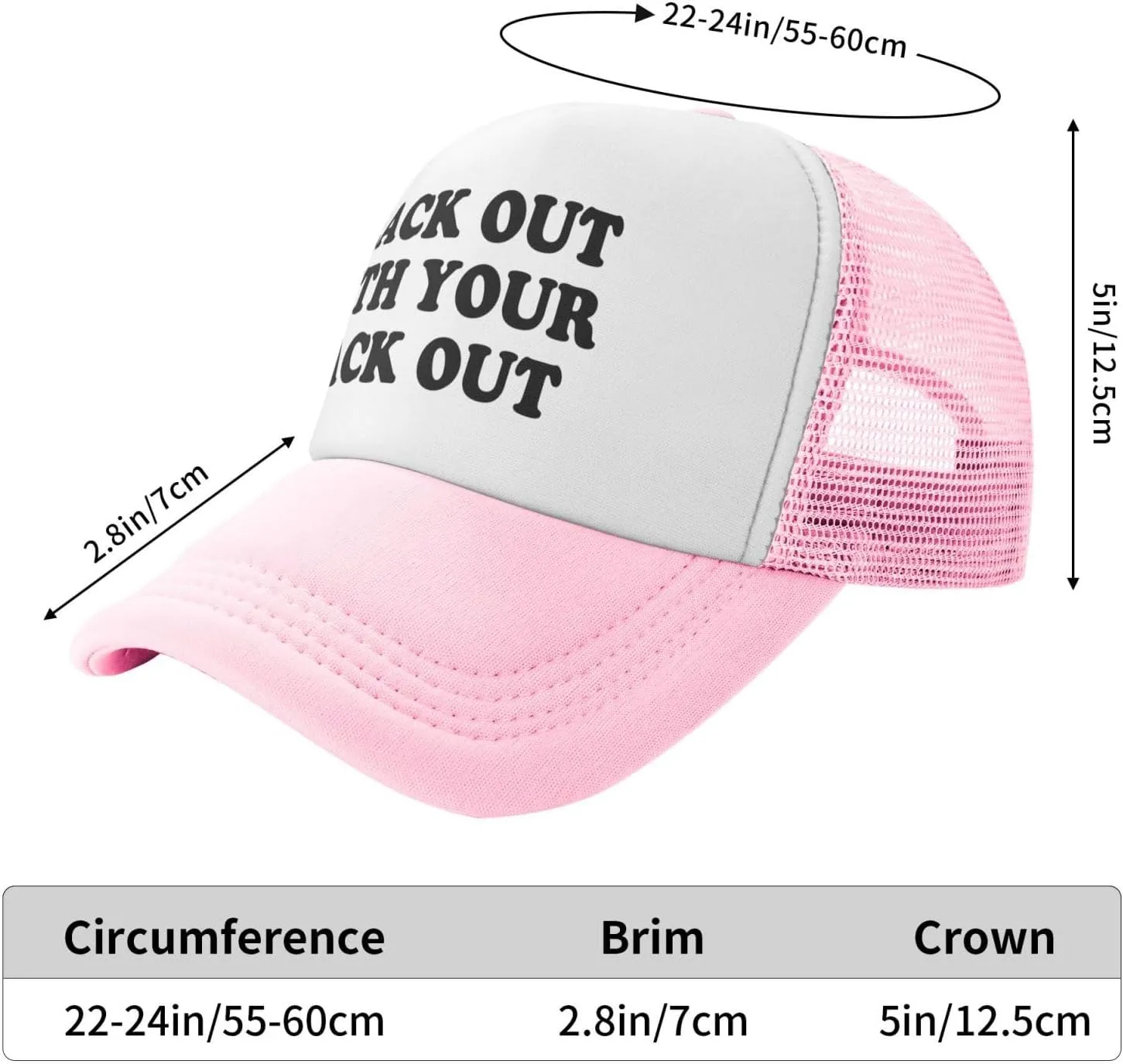 Black Out with Your Rack Out Funny Hat Unisex Adult Trucker Caps Fishing Adjustable Cap Classic Sport Hats Black