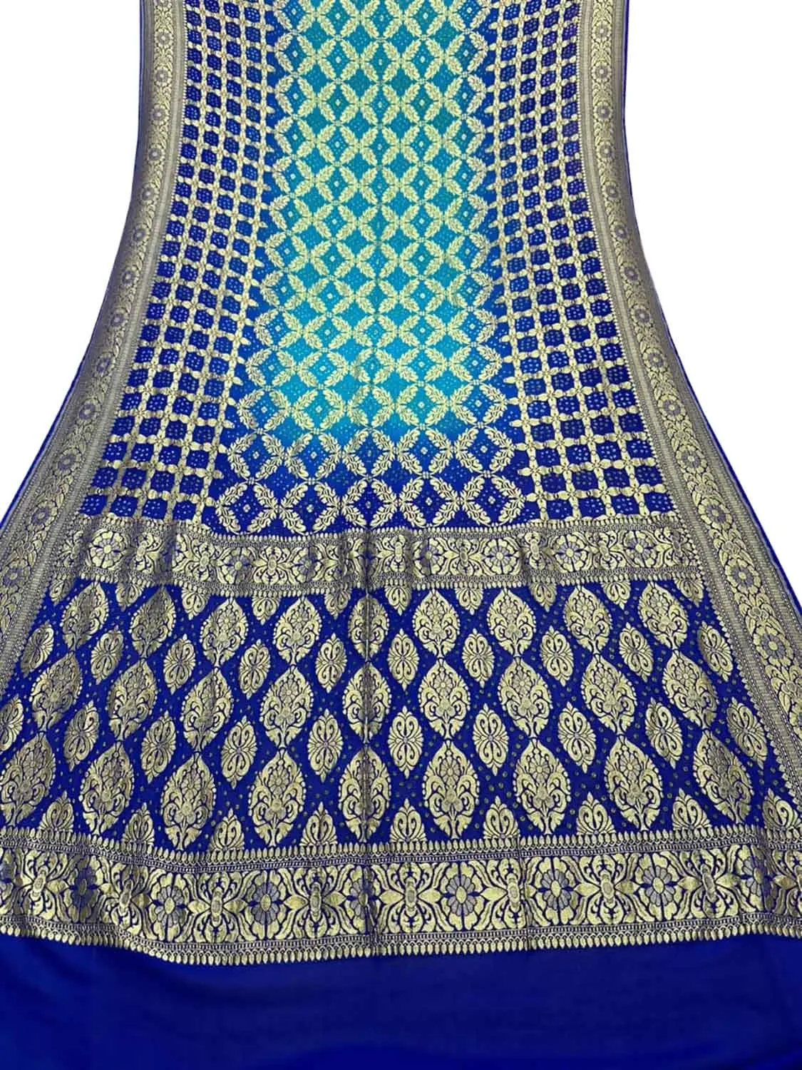 Blue Banarasi Bandhani Pure Georgette Saree