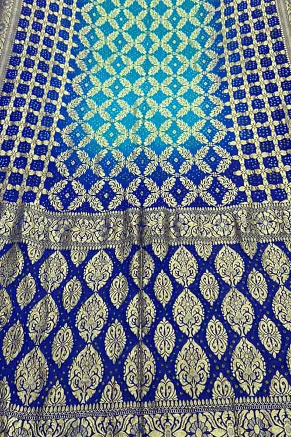Blue Banarasi Bandhani Pure Georgette Saree