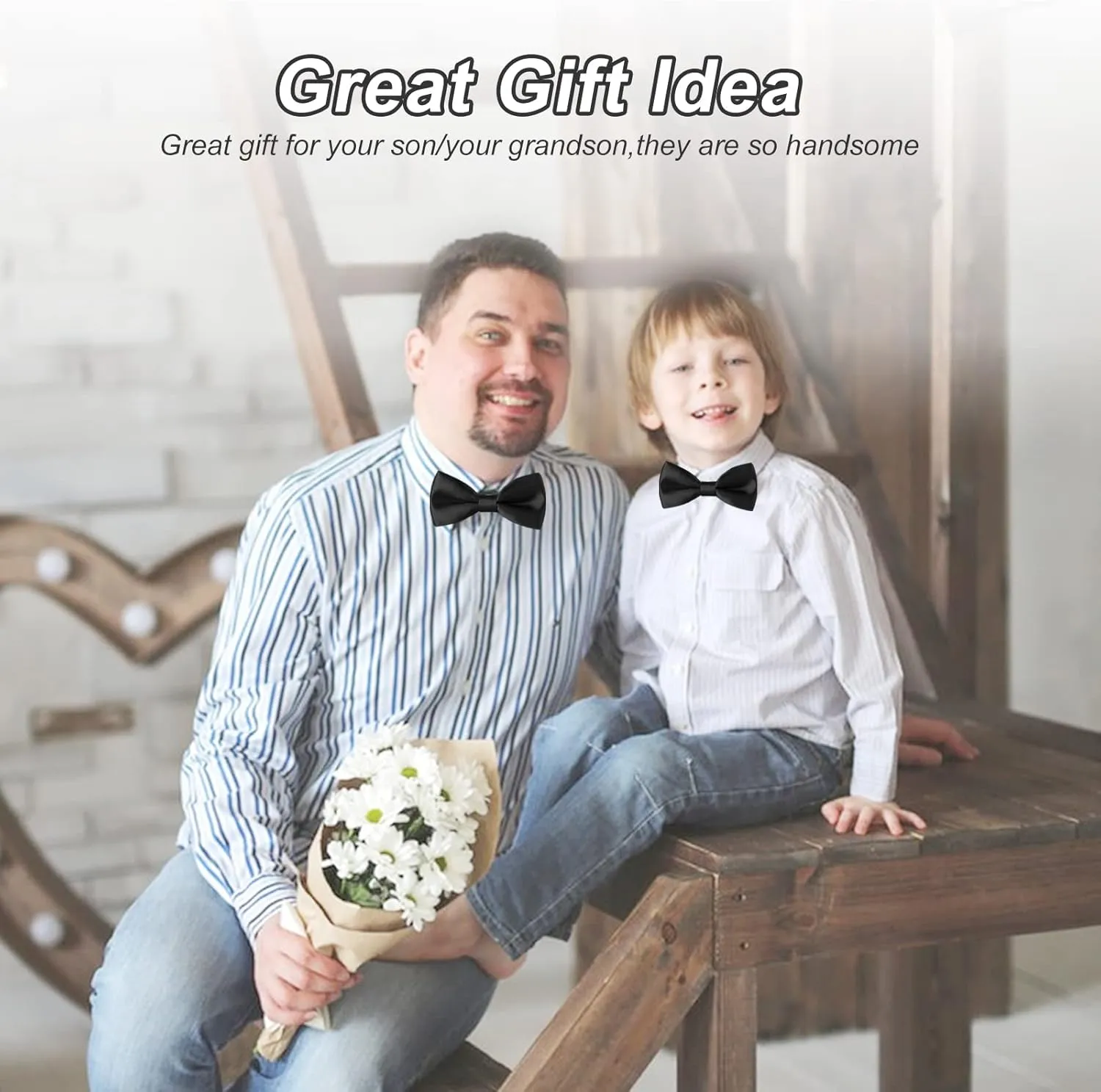 BOWKITE Adjustable Boys Kids Bow Tie Solid Pre Tied for Wedding Party Dress up