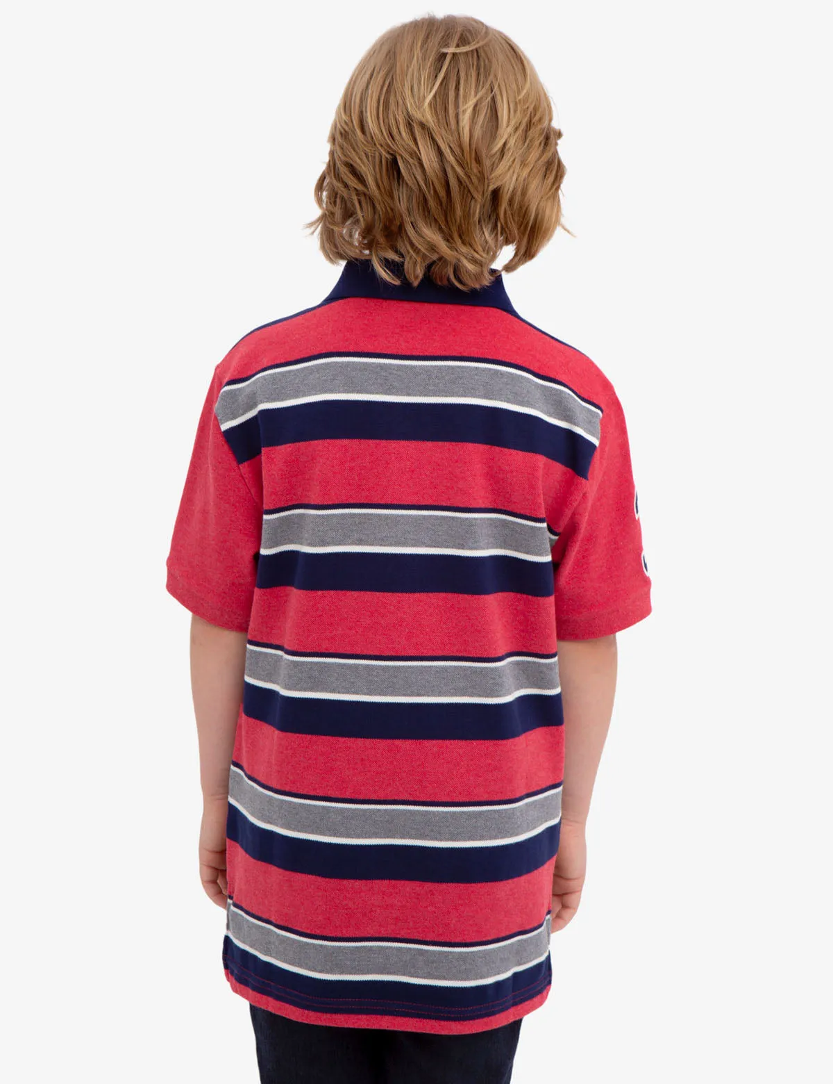 BOYS STRIPED PIQUE POLO SHIRT