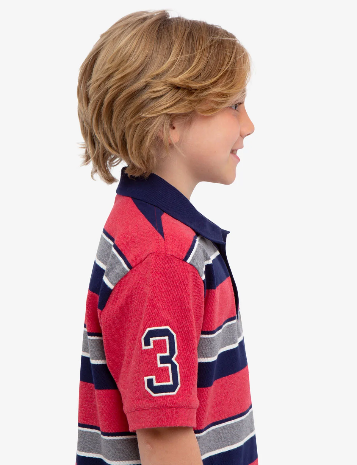 BOYS STRIPED PIQUE POLO SHIRT