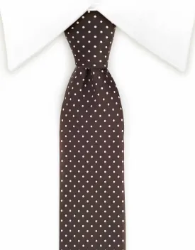 Brown with White Polka Dots Skinny Tie