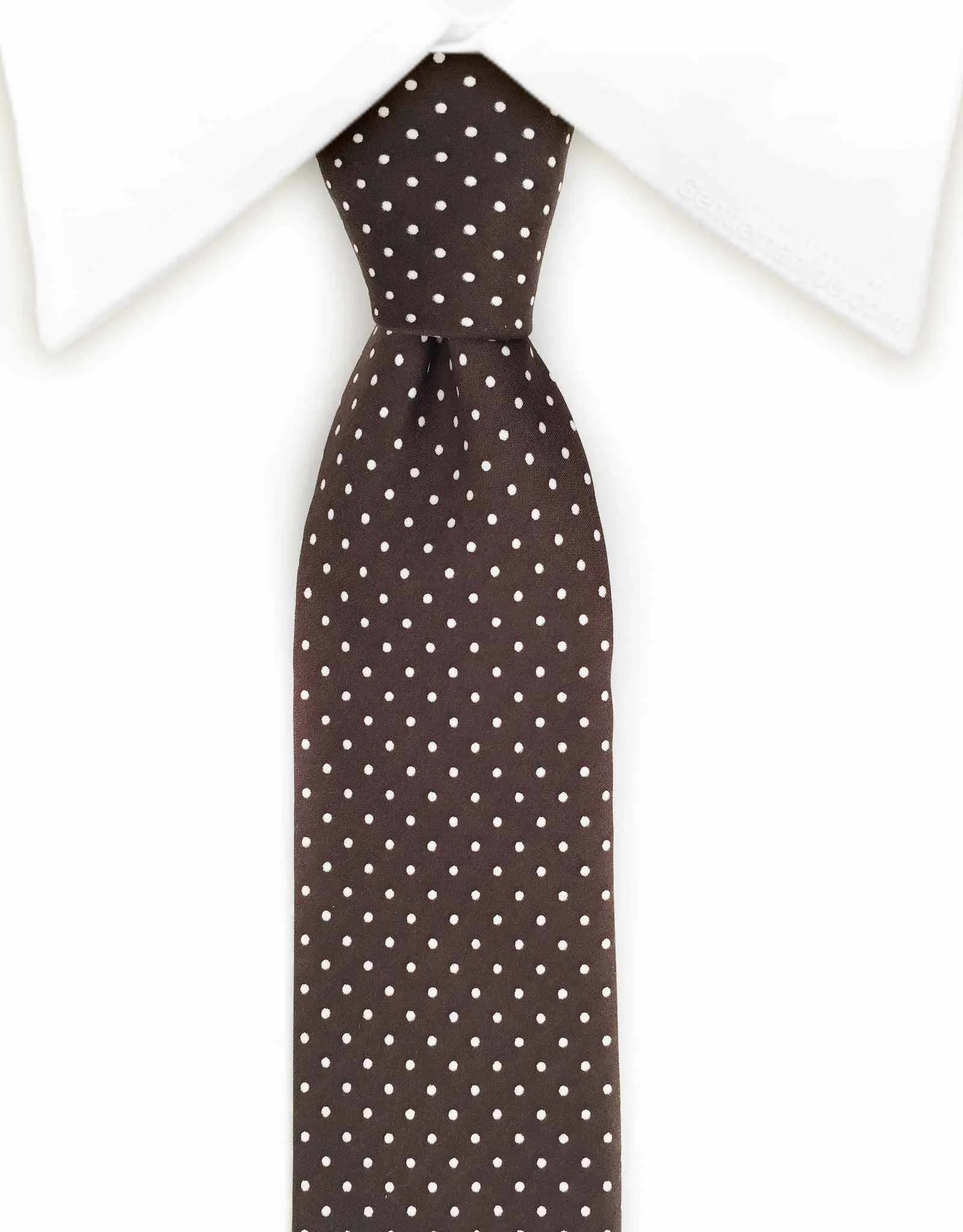 Brown with White Polka Dots Skinny Tie