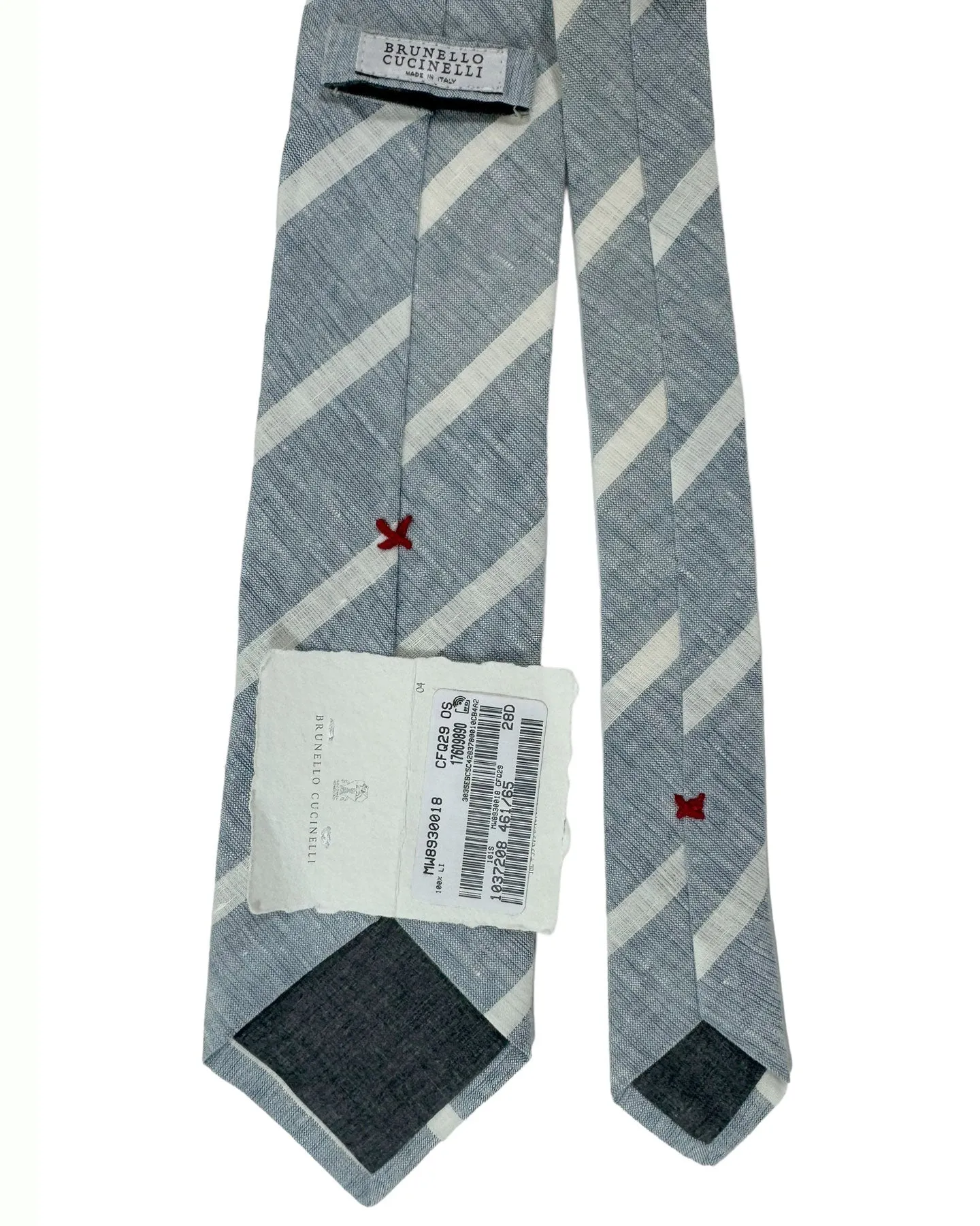 Brunello Cucinelli Linen Necktie Dark Blue Stripes SALE