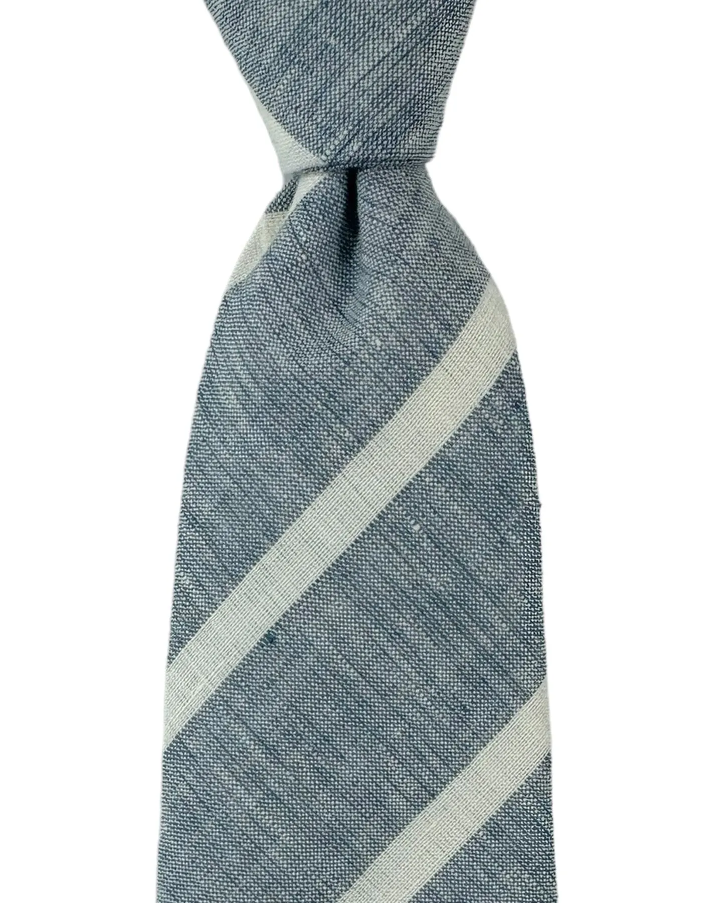 Brunello Cucinelli Linen Necktie Dark Blue Stripes SALE