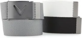 Callaway Men's V-Logo Web Golf Belt, Durable Textured Stretch Material, Metal Tip & Adjustable Buckle, Solid Color