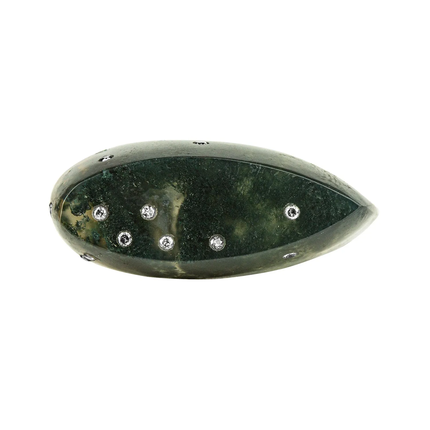 Celestial Moss Agate Signet Ring - Narrow