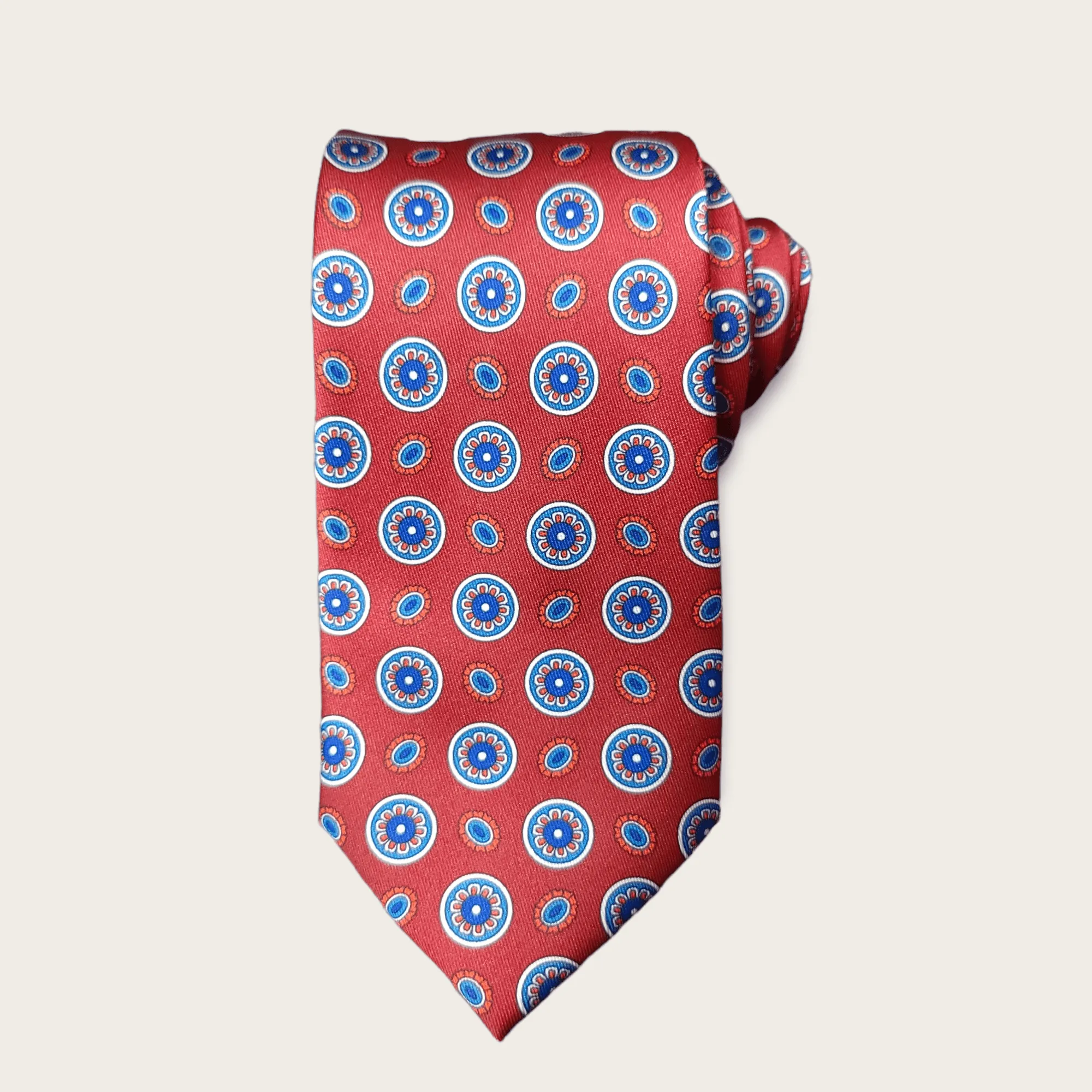 Cherry Red Blue Dot Tie