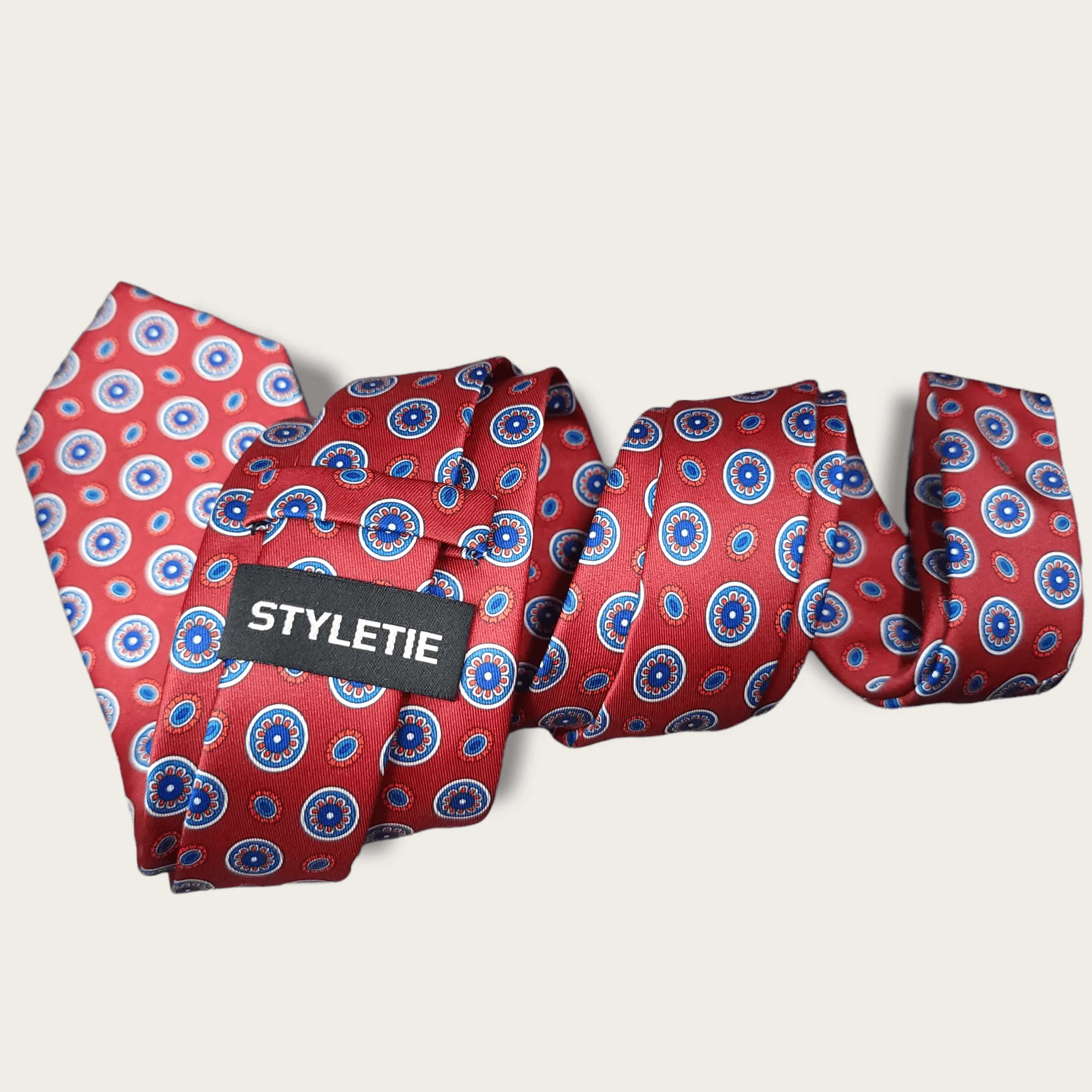 Cherry Red Blue Dot Tie