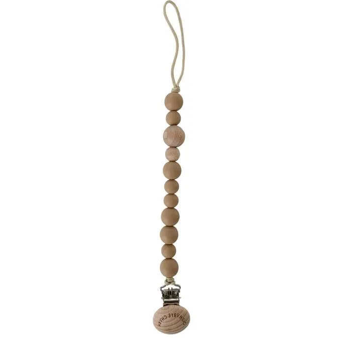 Chewable Charm Classic Pacifier Clip - Wood  Tan