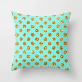 CHIC GOLD GLITTER POLKA DOTS PATTERN CUSHION PILLOW