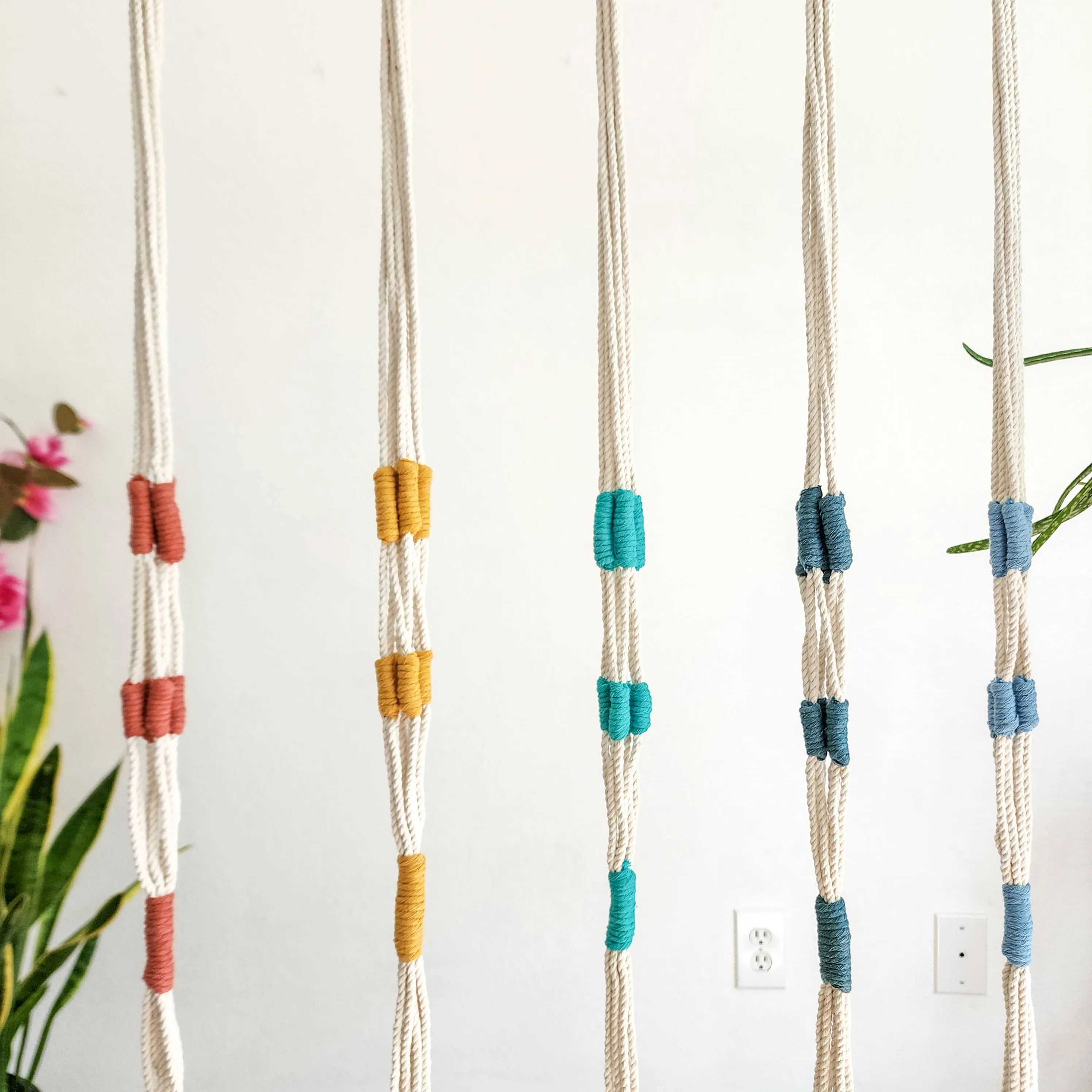 Color Block Plant Hangers, Handmade Macrame Plant Accessory WHOLESALE