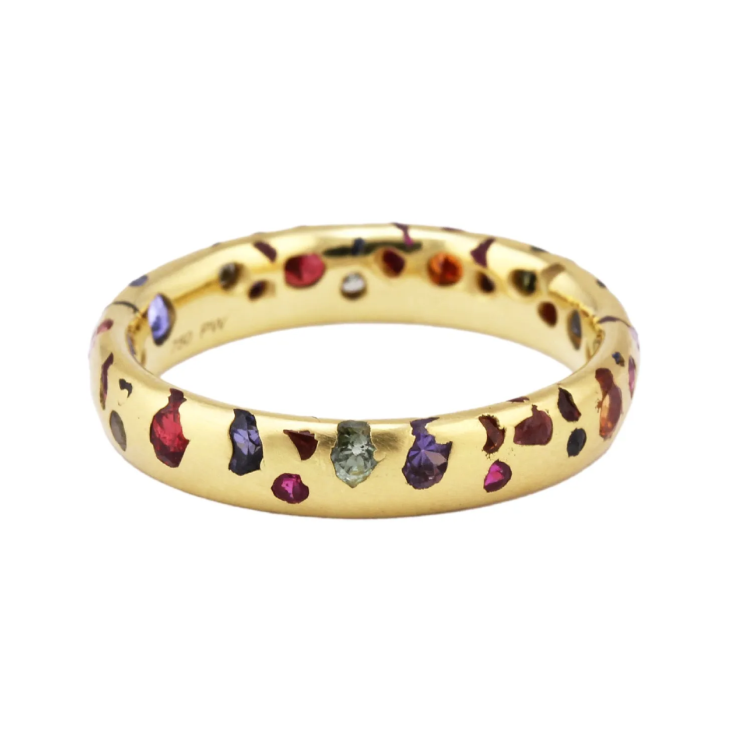 Narrow Rainbow Confetti Ring - Vibrantly Colored Fashion Accessory