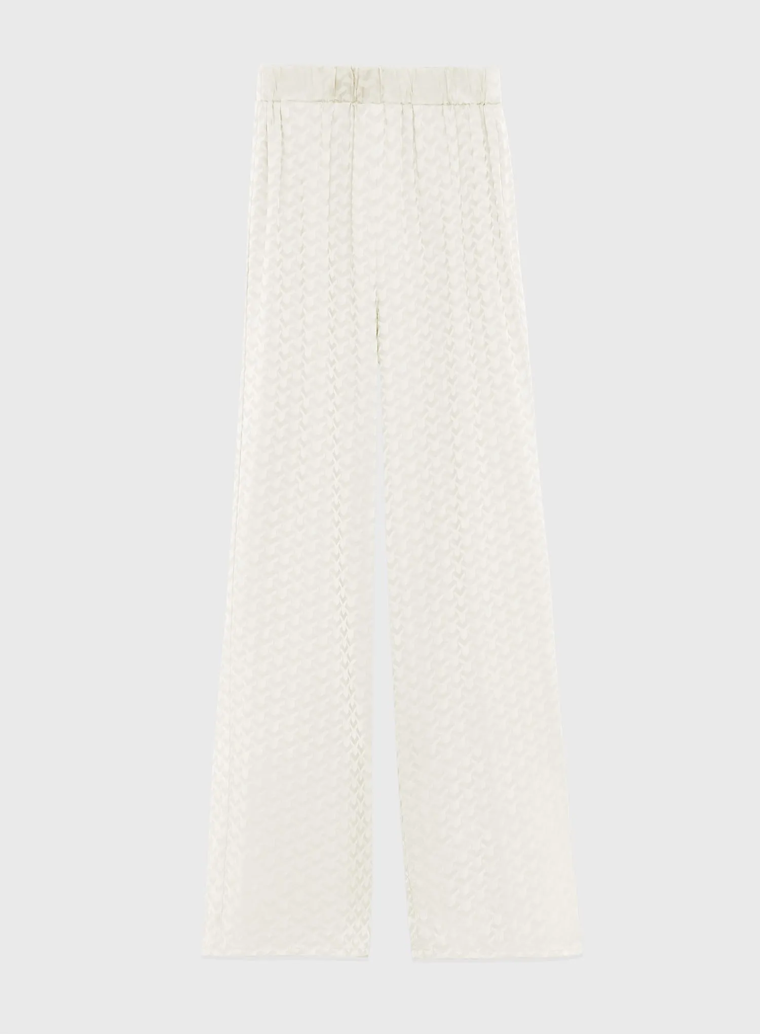 Cream Wide Leg Jacquard Trouser - Zaina