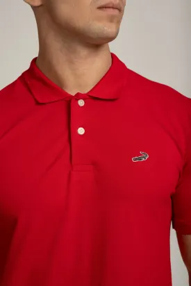 Crocodile Mens Supima Polo Slim Fit HS T-Shirt Tango Red