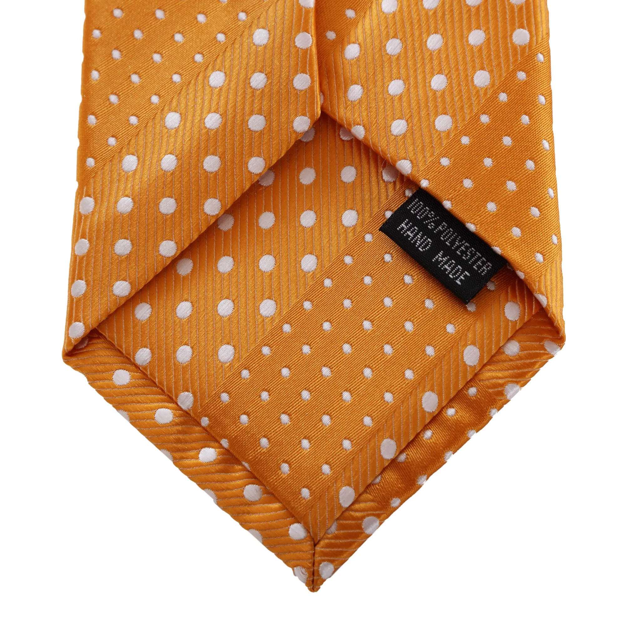 Crush - Orange Long Zipper Tie with Dotted Stripe