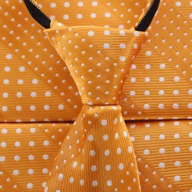 Crush - Orange Long Zipper Tie with Dotted Stripe