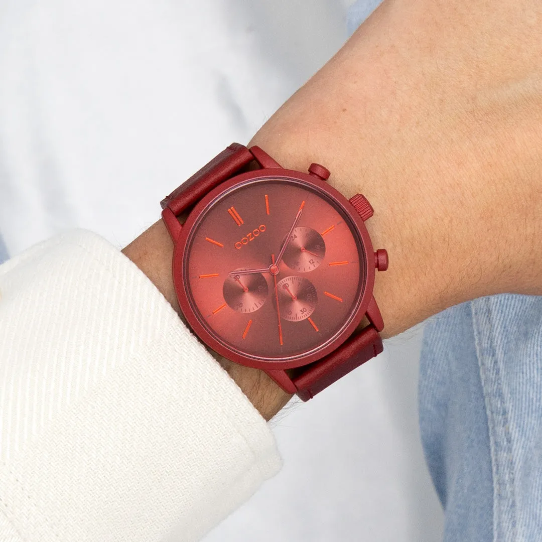 Dahlia red OOZOO watch with dahlia red leather strap - C11207