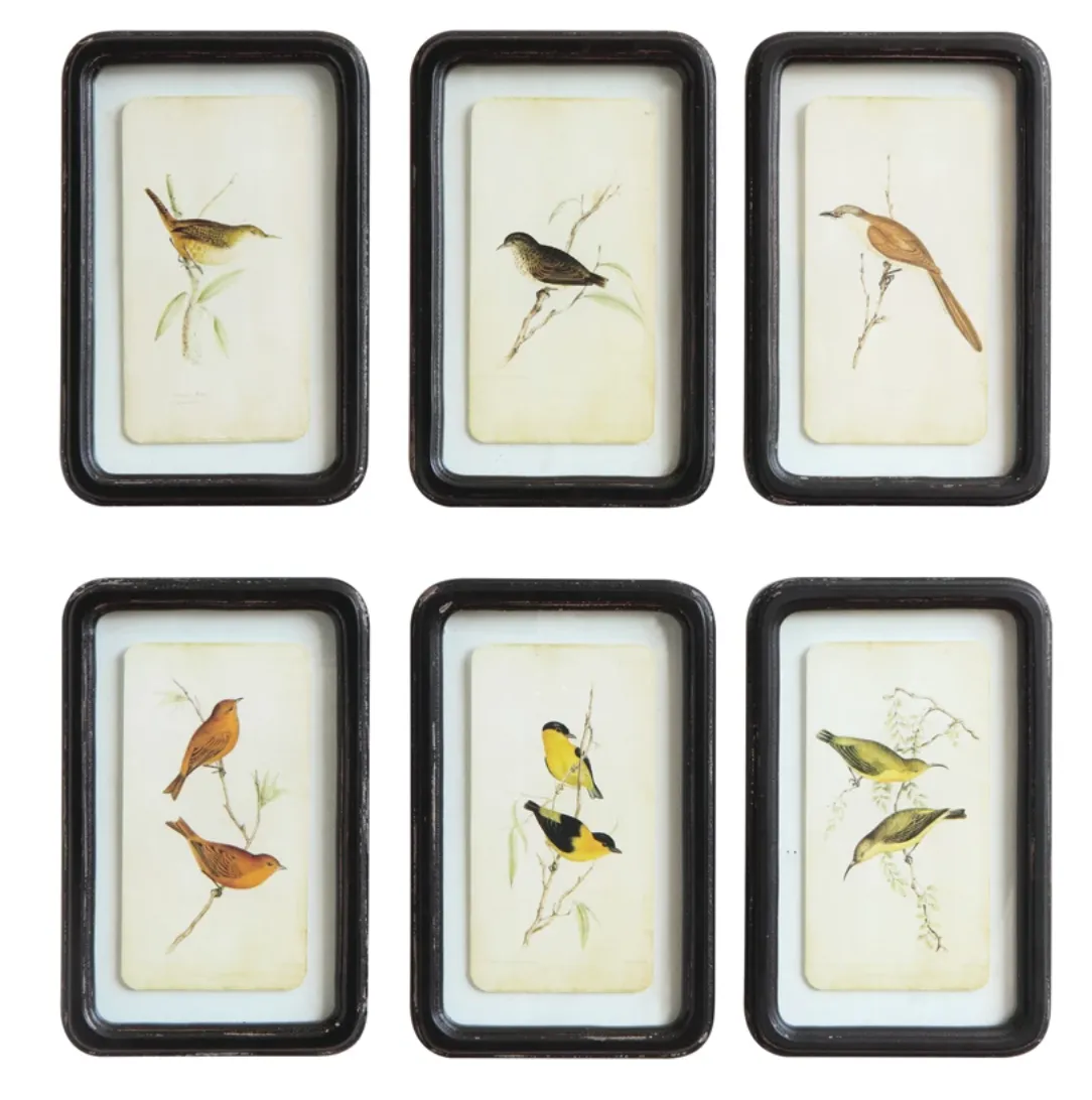 Distressed Wood Frame Wall Decor, Birds, 6 Styles
