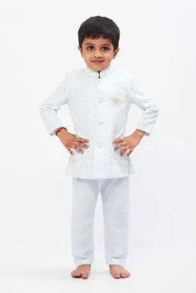 Elegant Boys Ice Blue Traditional Kurta and Pant Set