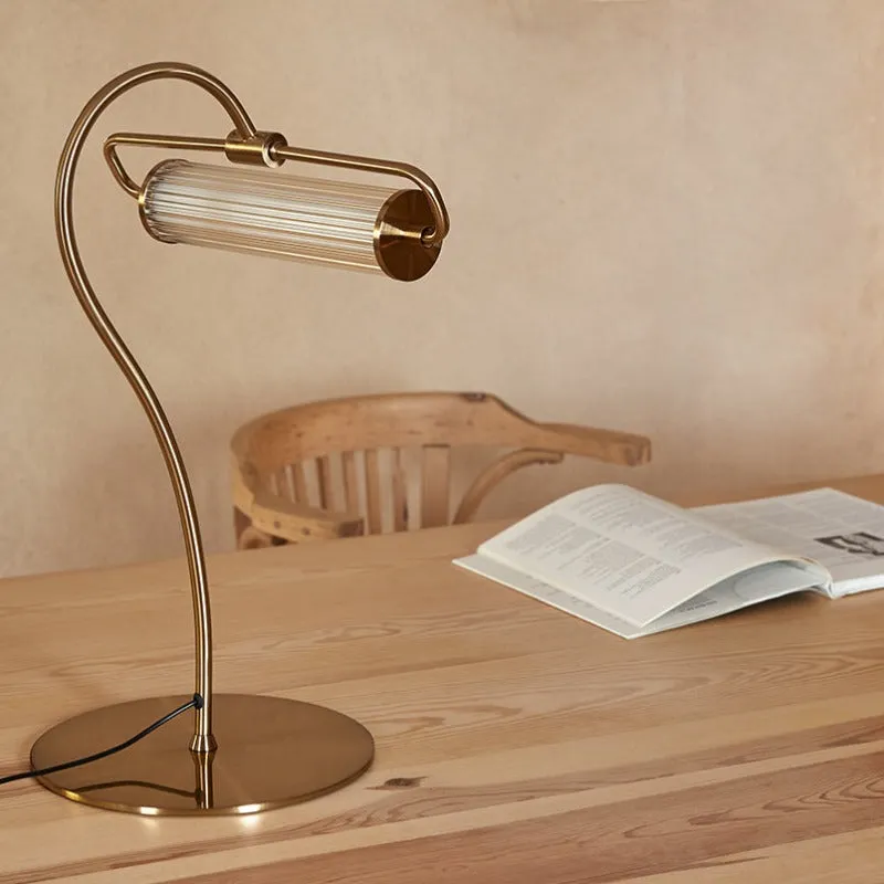 Elongated Fluted Glass Table Lamp