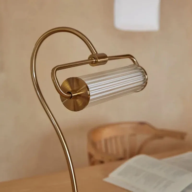 Elongated Fluted Glass Table Lamp