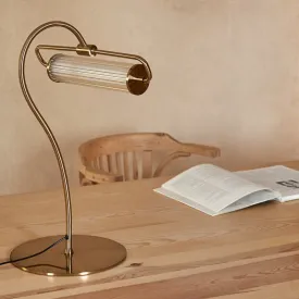 Elongated Fluted Glass Table Lamp