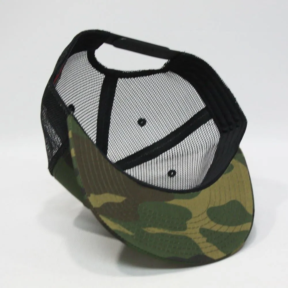 Embroidered Vintage Cars Cotton Flat Brim Mesh Snapback Trucker Baseball Cap