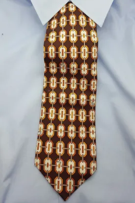 EMILIO PUCCI 100% Silk Brown Geometric Repeat Classic Tie (59")