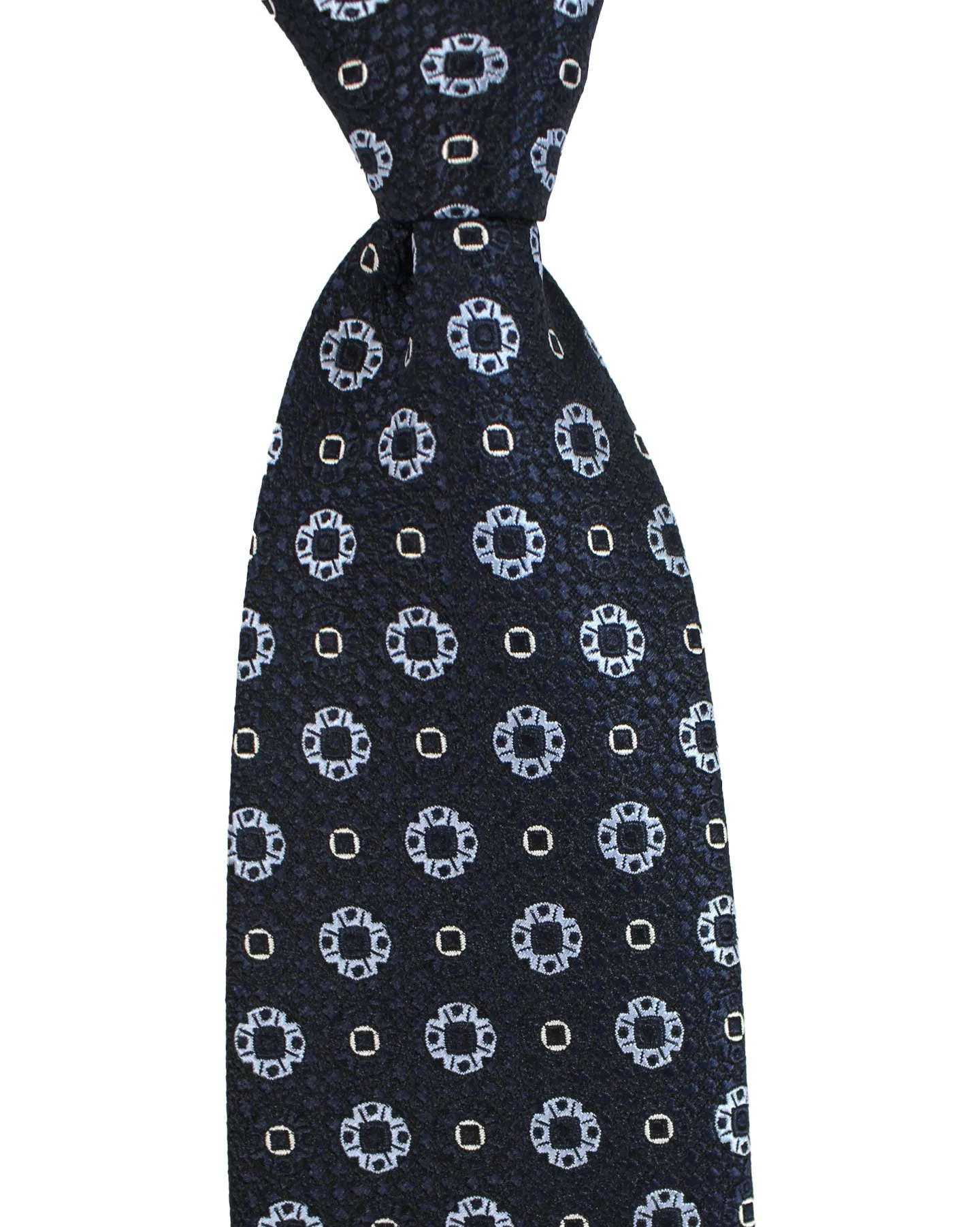 Ermenegildo Zegna Silk Tie Black Silver Geometric - Hand Made in Italy