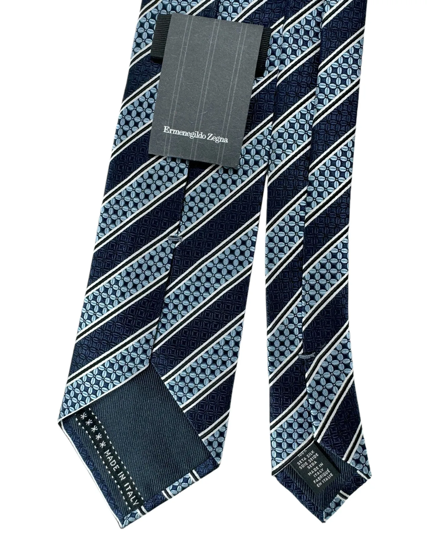 Ermenegildo Zegna Silk Tie Blue Mini Floral Stripes
