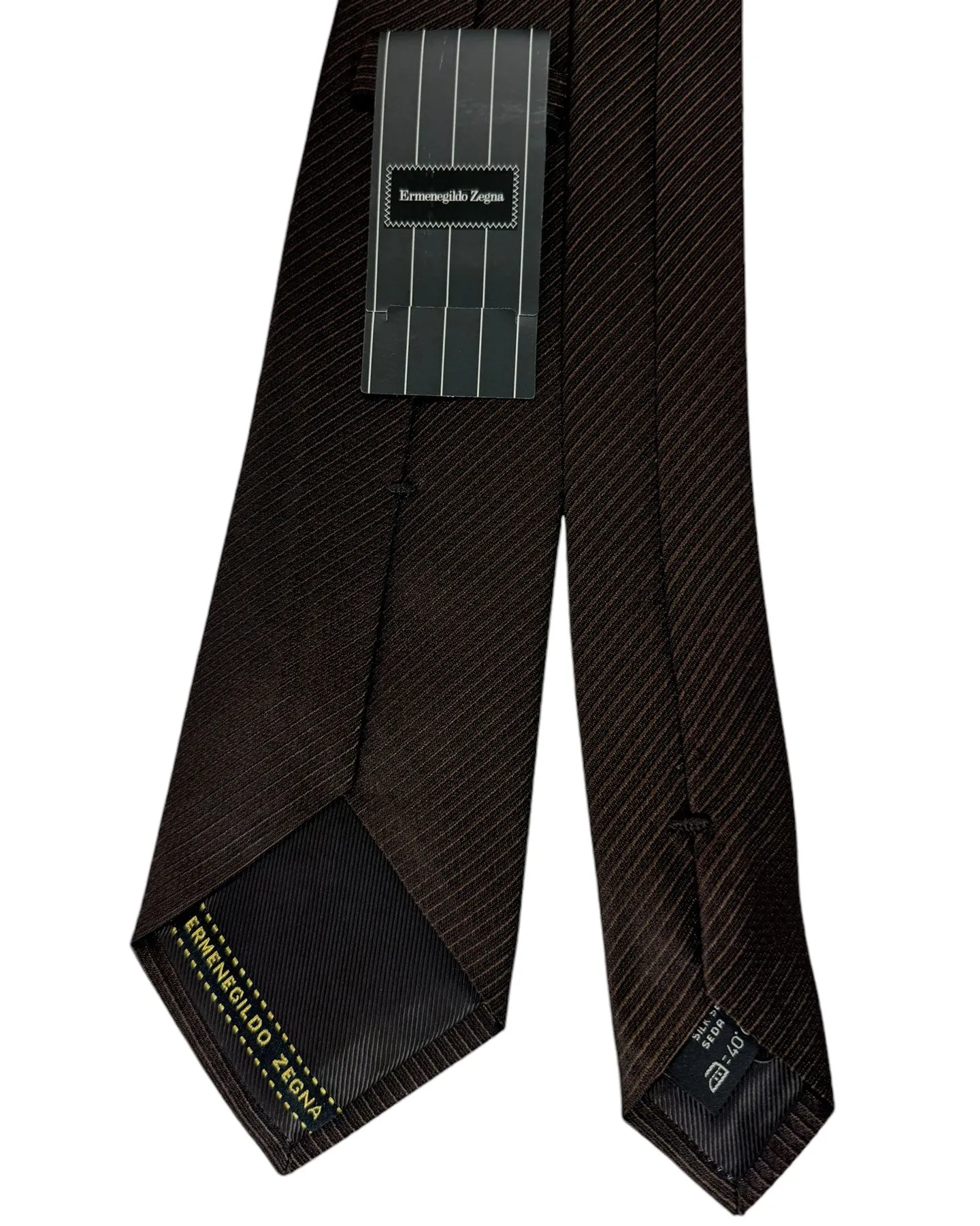Ermenegildo Zegna Silk Tie Brown Black Grosgrain - Hand Made in Italy