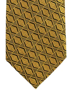 Ermenegildo Zegna Silk Tie Mustard Gold Geometric SALE
