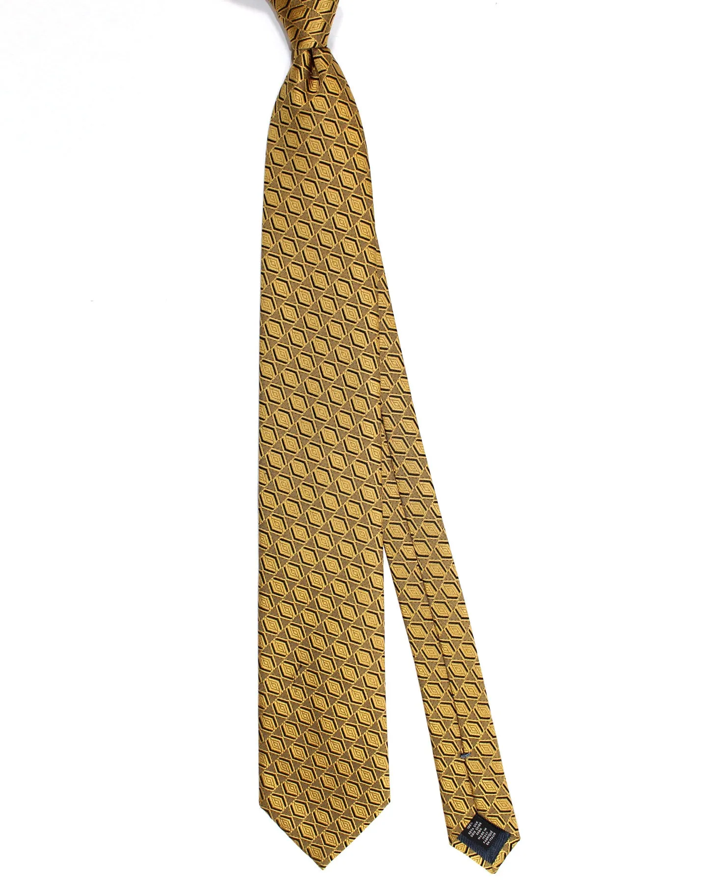 Ermenegildo Zegna Silk Tie Mustard Gold Geometric SALE