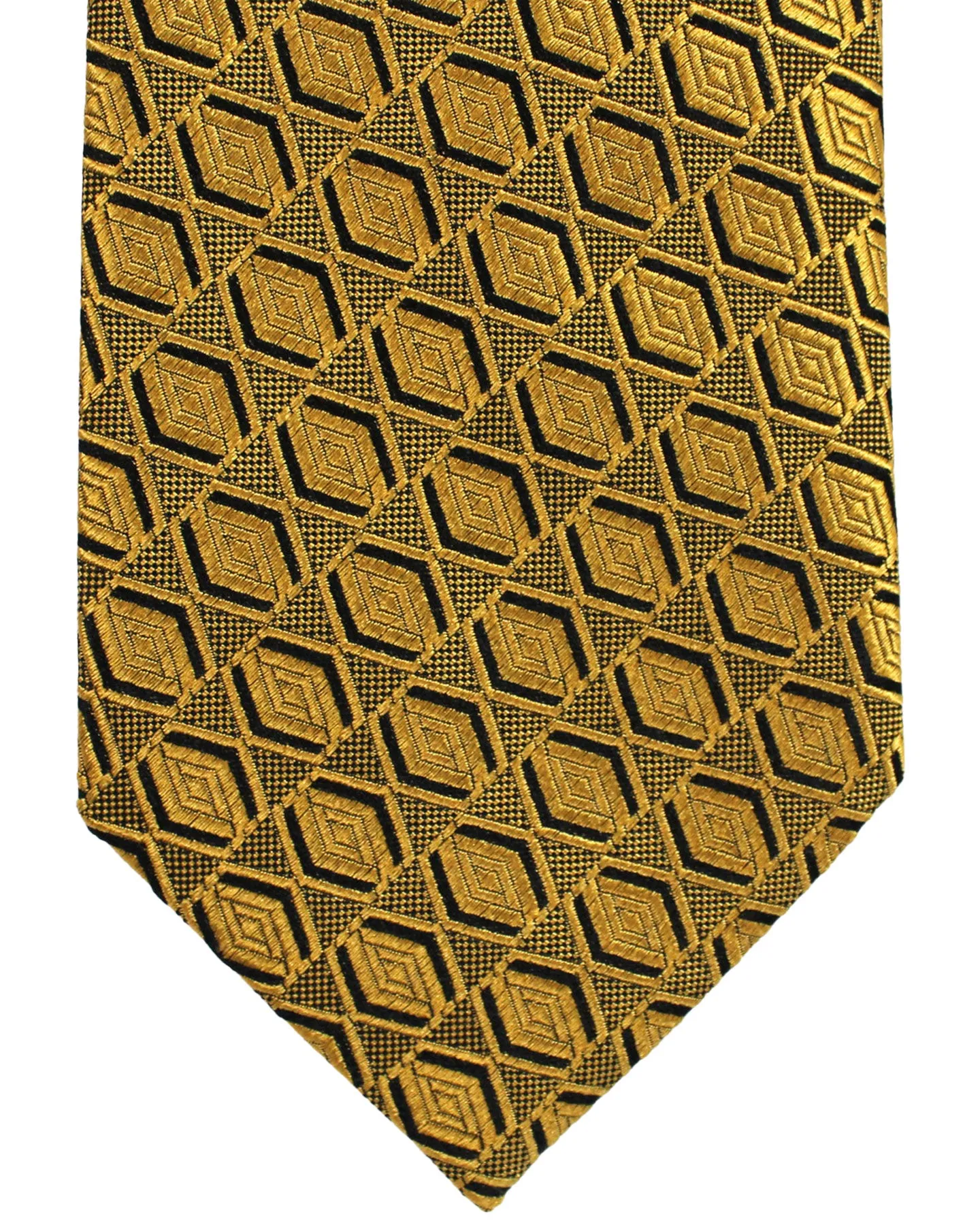 Ermenegildo Zegna Silk Tie Mustard Gold Geometric SALE