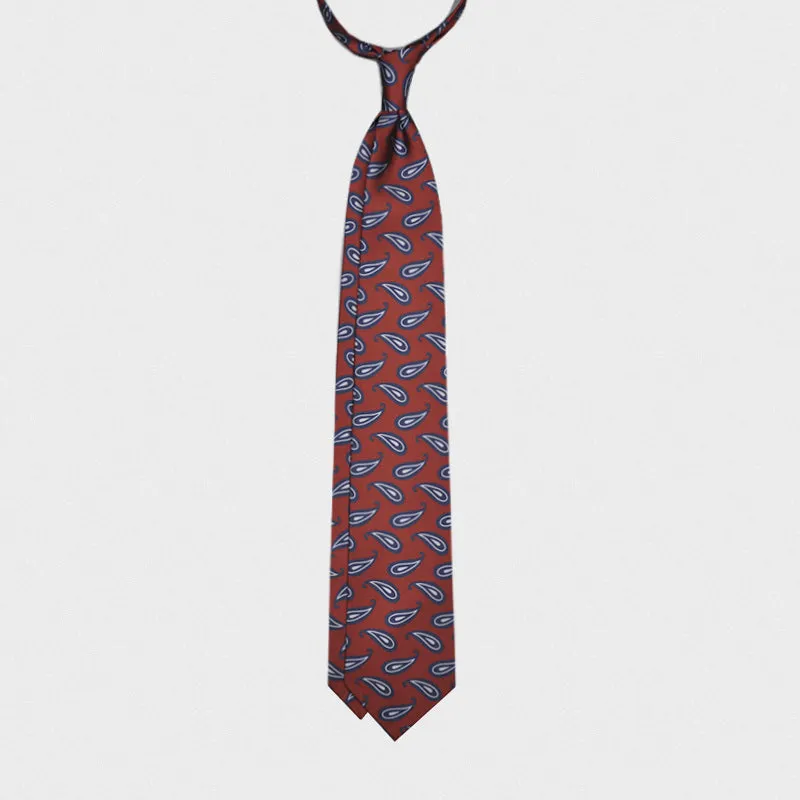 F.Marino Handmade Silk Tie 3-Fold Paisley Bordò