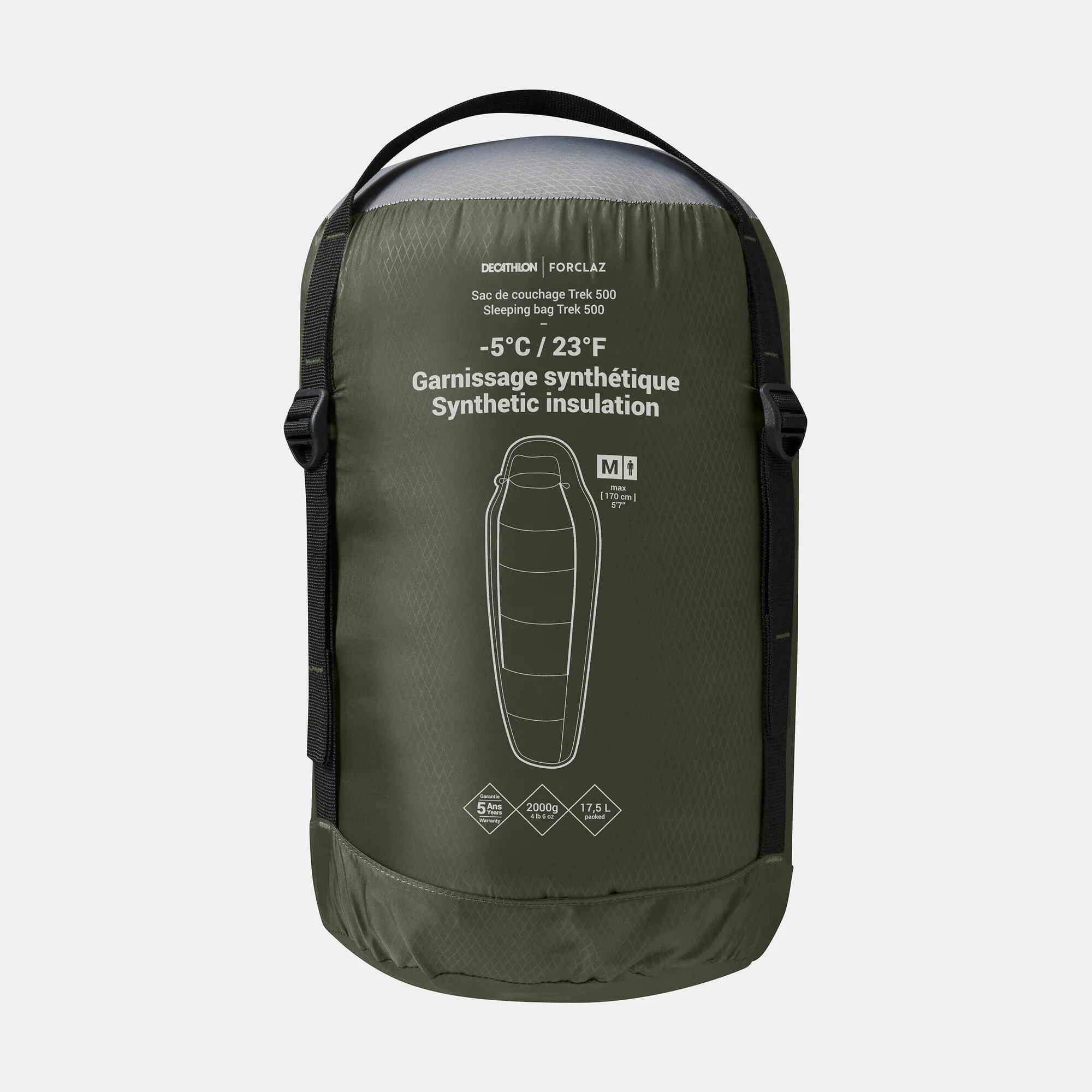 Forclaz US Backpacking Sleeping Bag MT500 23°F - Polyester