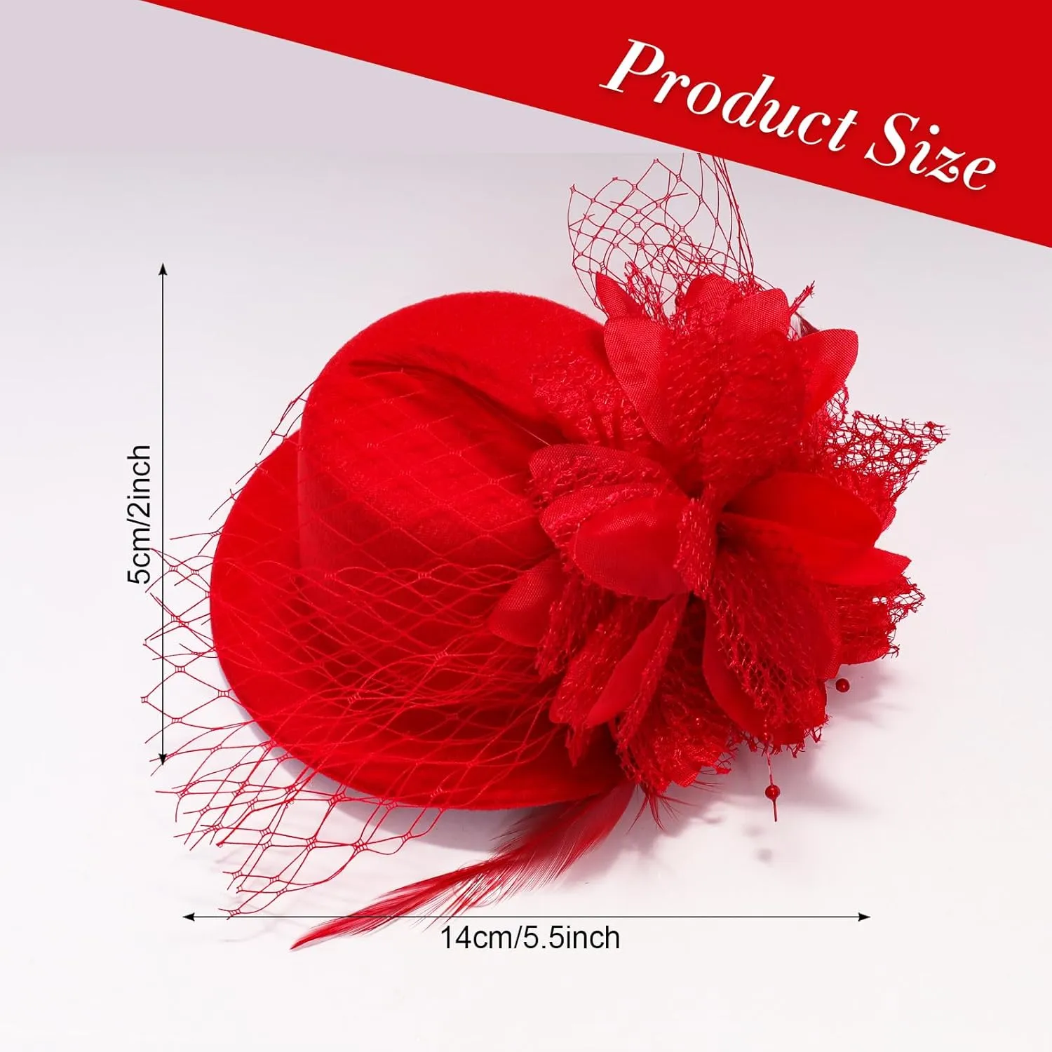 Fumwase Flower Mini Top Hat Hair Clip Small Tea Party Hats Fancy Hats with Clip Fascinators Headwear for Women Ladies