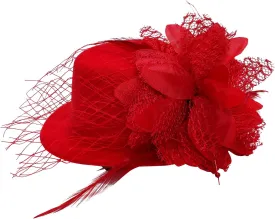 Fumwase Flower Mini Top Hat Hair Clip Small Tea Party Hats Fancy Hats with Clip Fascinators Headwear for Women Ladies
