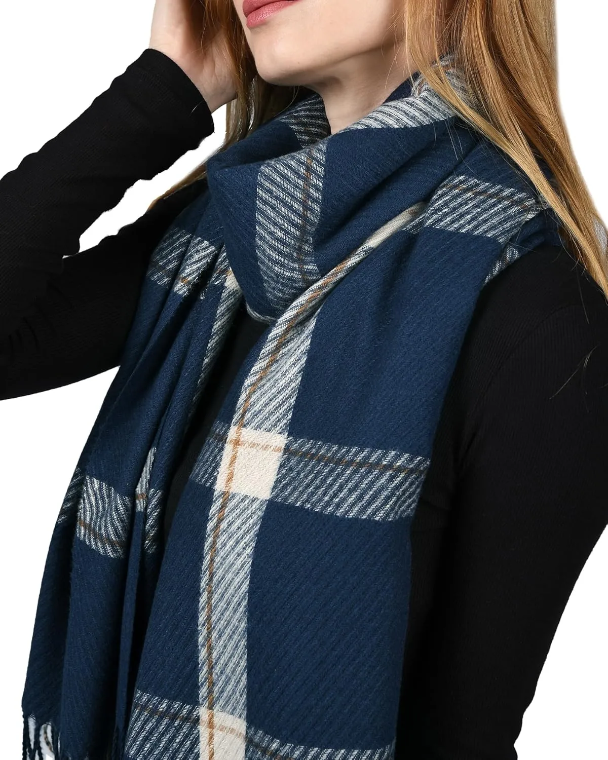 FURTALK Winter Scarf for Women Shawl Cashmere Feel Tassel Plaid Large Oversized Scarves Wraps