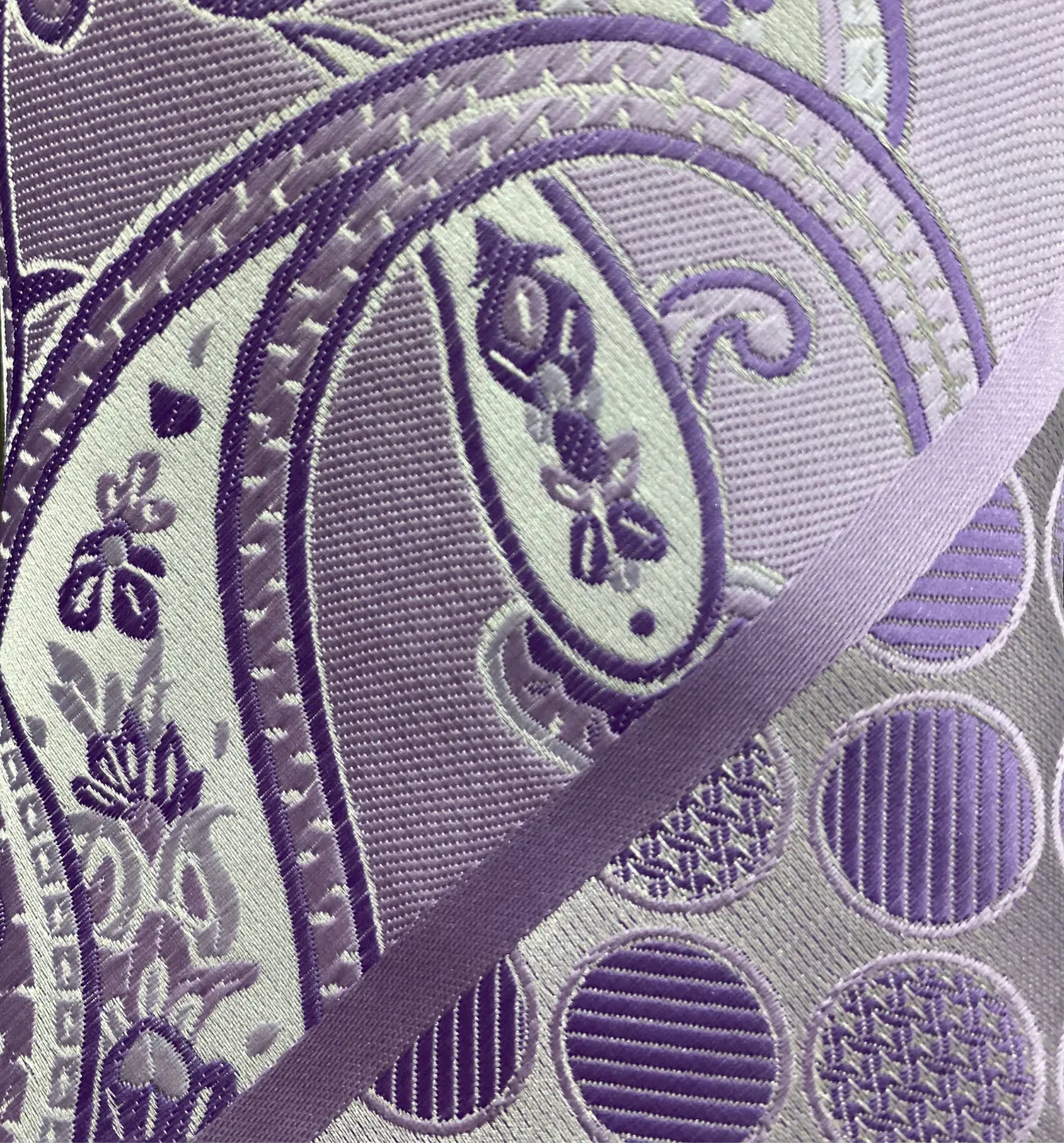 Gianfranco Tie and Handkerchief - Lilac Paisley Polka Dots T57