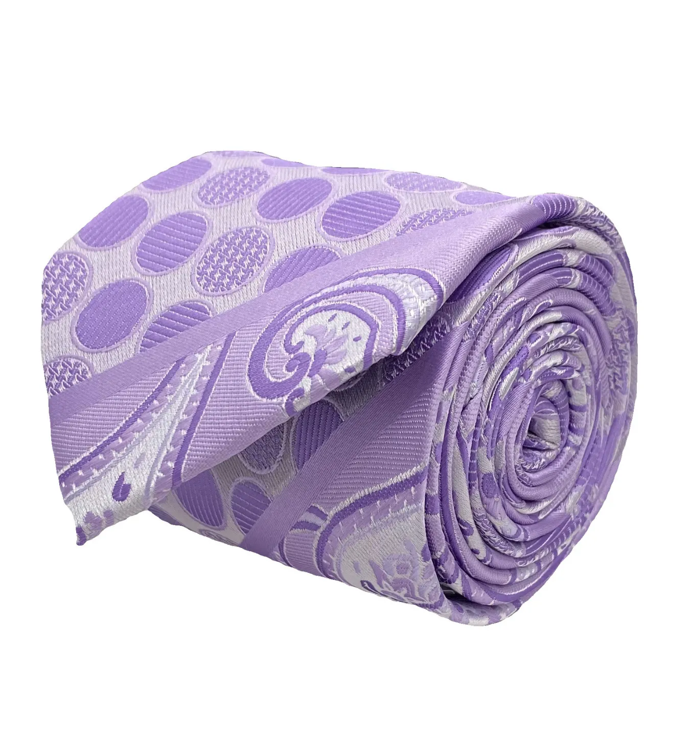 Gianfranco Tie and Handkerchief - Lilac Paisley Polka Dots T57