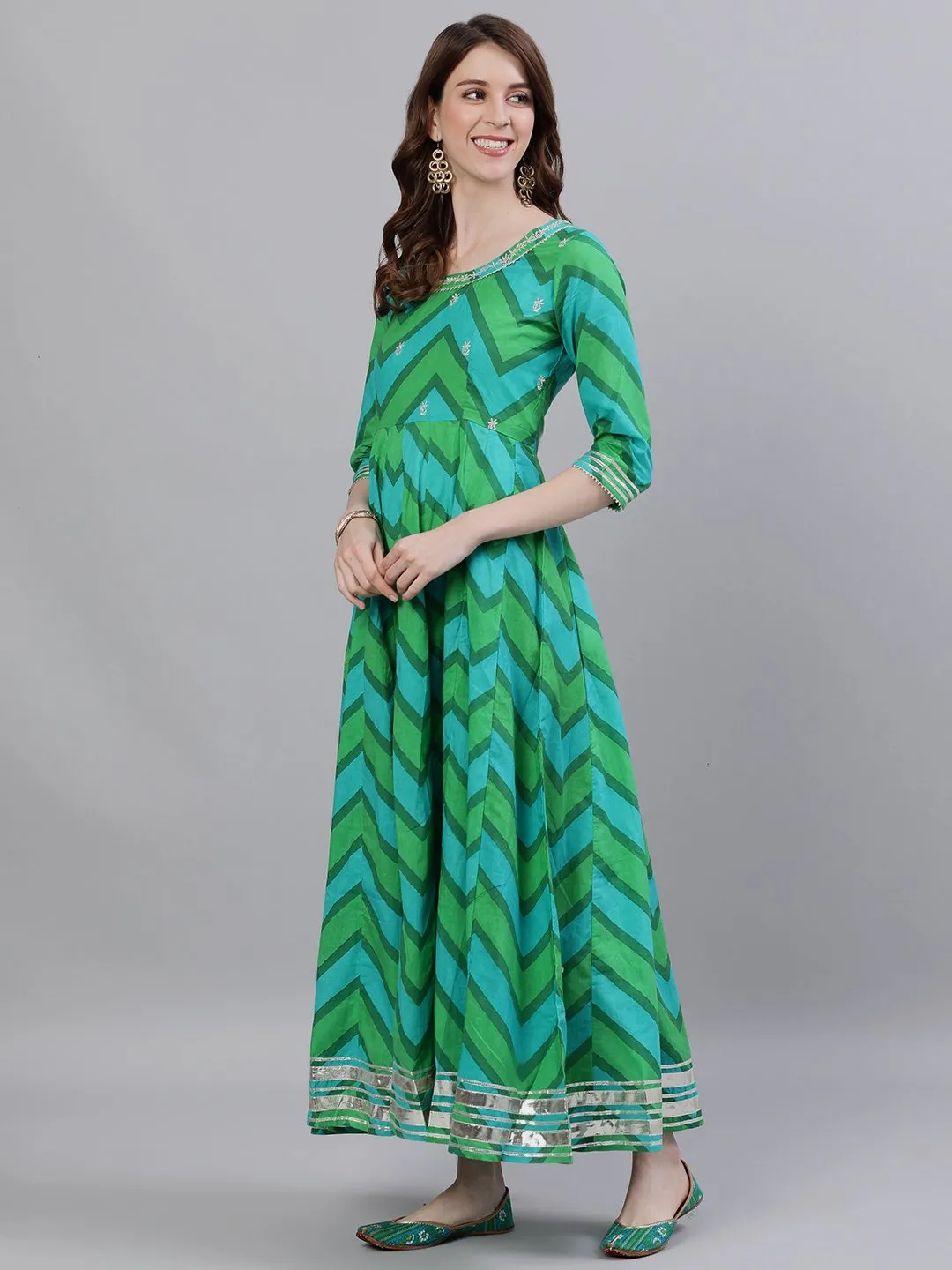 Glamorous Emerald Anarkali & Dupatta Set