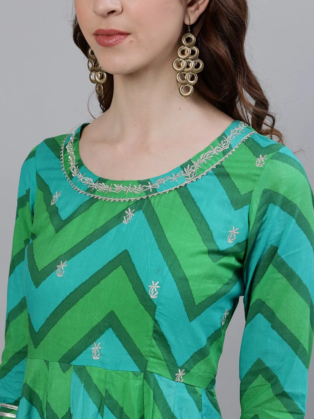 Glamorous Emerald Anarkali & Dupatta Set