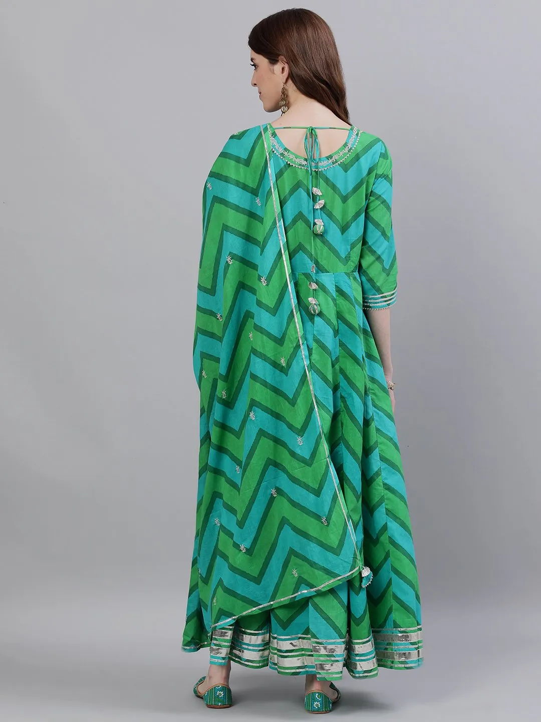 Glamorous Emerald Anarkali & Dupatta Set