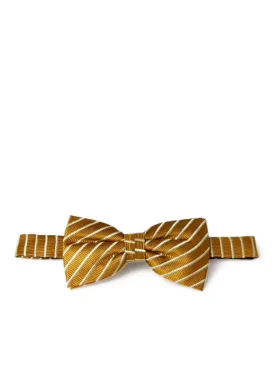 Gold Brown Striped Silk Bow Tie