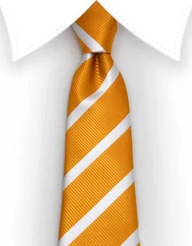 Golden Orange and White Striped Extra Long 70" Mens Tie - 3XL