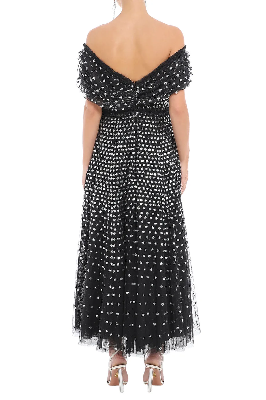 Grace Gloss Off-Shoulder Ankle Gown