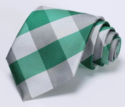 Green and White Plaid Tie